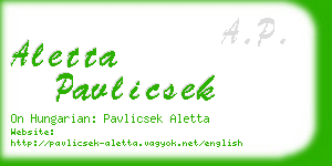 aletta pavlicsek business card